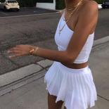White Pleated Skirt Short Woman Elastic Waist Mini Skirts  Mircro Summer Embroidery Mini Tennis Skirt New Preppy  Skirts