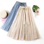 Fashion Tutu Tulle Skirt Women Long Maxi Skirt  Cute Bow High Waist Pleated Skirt Female School Sun Spodnica  Skirts