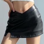 Pu Leather Short Skirt Women Black  Split Slim High Waisted A Line Mini Skirts Female Shorts Vintage Harajuku Streetwear