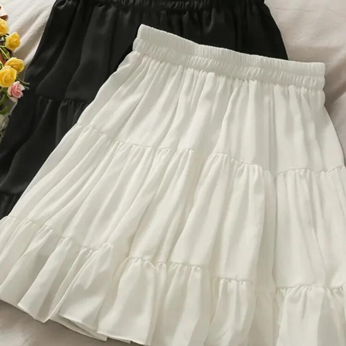 Minifaldas plisadas ajustadas de cintura alta de verano para mujer, pantalón corto informal de moda, falda blanca y negra, ropa 