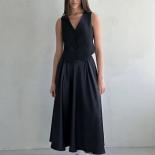 Falda holgada de satén elegante para mujer, faldas largas de cintura alta, ropa de calle, falda larga clásica, falda negra de mo