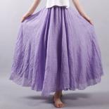 Dropshipping  Summer Women Skirt Linen Cotton Vintage Long Skirts Elastic Waist Boho Beige Pink Maxi Skirts Faldas Saia 