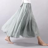 Dropshipping falda de verano para mujer, Faldas largas Vintage de lino y algodón, cintura elástica, estilo bohemio, Beige, rosa,