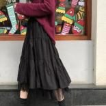 Long Tulle Midi Skirts Womens 2023 Autumn Elastic High Waist Mesh Tutu Pleated Skirts Female Black White Long Skirt Stre