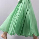 Women's Elegant High Waist Linen Maxi Skirt  Summer Ladies Casual Elastic Waist 2 Layers Skirts Saia Feminina  Skirts