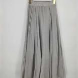 Falda larga de lino elegante de cintura alta para mujer, faldas informales de verano con cintura elástica, faldas de 2 capas Sai