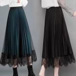Lace Pleated Skirts Women  Mid Length Pleated Lace Skirt  Skirt Pleat Lace  Pleated  