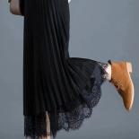 Faldas plisadas de encaje Falda plisada de encaje de longitud media para mujer Falda plisada de encaje plisado