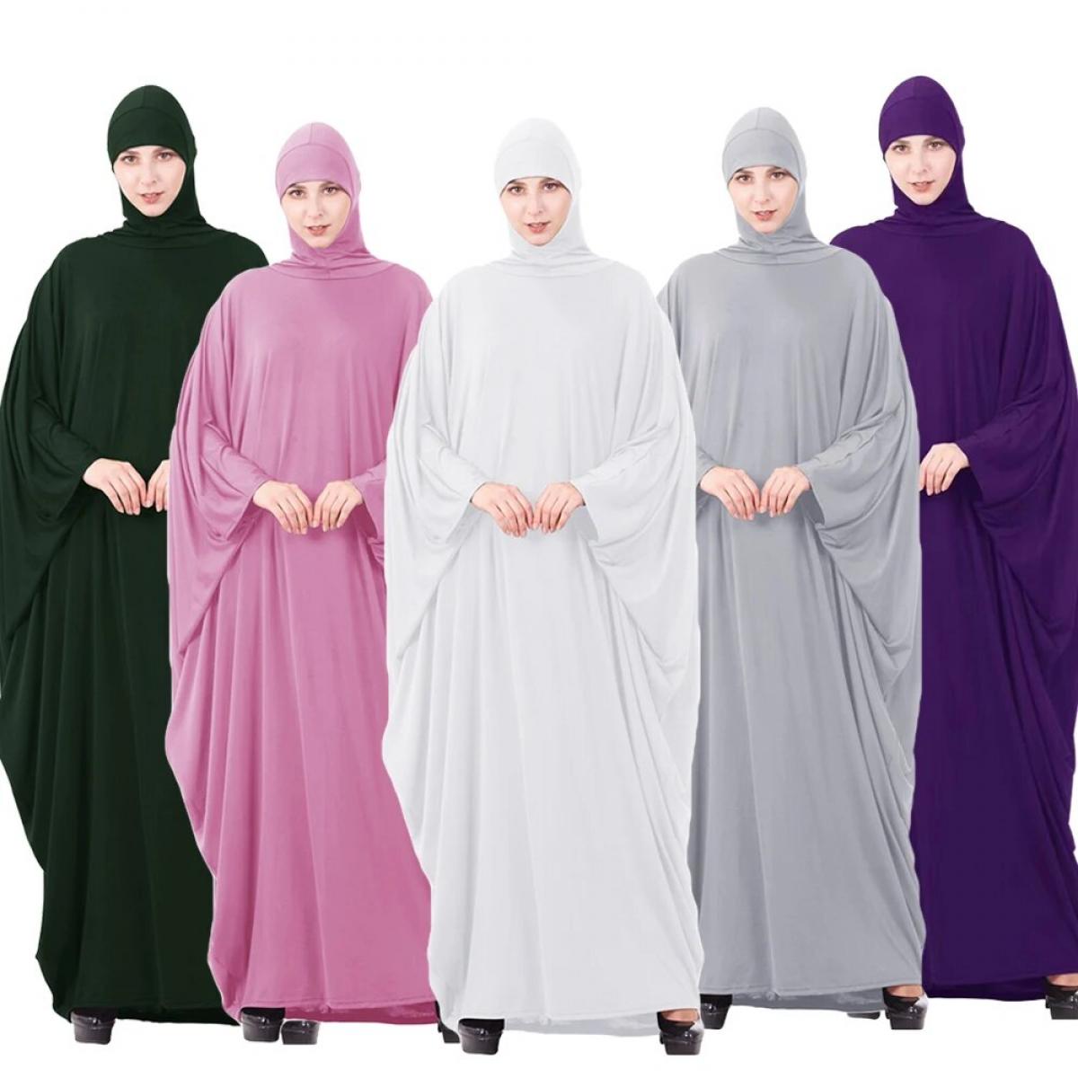 Abaya con cappuccio Donne musulmane Indumento di preghiera Abito Hijab Abito arabo Sopra la testa Caftano Khimar Jilbab Eid Rama