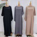 Moda Abaya de manga larga Maxi vestido veraniego para mujeres musulmanas primavera vestido de Color sólido elegante Casual Kafta