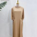 Moda Abaya de manga larga Maxi vestido veraniego para mujeres musulmanas primavera vestido de Color sólido elegante Casual Kafta