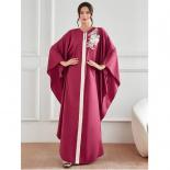 Ramadan Abaya For Muslim Women Bat Sleeve Loose Turkey Solid Color Appliques Islamic Prayer Dresses Dubai Moroccan Cafta