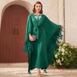 Abayas For Women Dubai 2023 Spring Summer Tassel Batwing Sleeve Embroidery Casual Loose Oversized Ramadan Muslim Women C