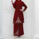 2 יח' סטים מוסלמים נשים רקמה מוצקה 2 יחידות חצאיות חליפות בגדים איסלאמי מלזיה baju kurung תפילת הודו