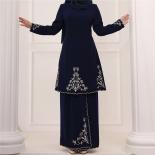 Conjuntos musulmanes de 2 piezas para mujer Abaya bordado liso 2 uds faldas trajes ropa islámica Malasia Baju Kurung Turquía ora