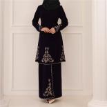 2 Pieces Muslim Sets Women Abaya Solid Embroidery 2pcs Skirts Suits Islamic Clothing Malaysia Baju Kurung Turkey Prayer 
