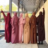 2 חתיכות סט עיד רמדאן מוסלמיות נשים מוסלמיות בגד תפילה ברדס חימר ג'ילבאב איסלאמי בגדים חיג'אב שמלת ניקאב עבאיה בורקה