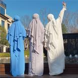 Conjunto de 2 piezas de ropa de oración para mujeres musulmanas Eid Ramadán, ropa con capucha Khimar Jilbab, ropa islámica, vest