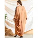 Kaftan Muslim Women Abaya Long Dress Oversized Casual Dubai Maxi Robe Jilbab Batwing Sleeve Ramadan Islamic Gown Middle 