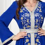 Vestido de Ramadán marroquí para mujer, moda Abaya musulmana, Abayas de Dubái, caftán bordado con cinturón, Vestidos elegantes p