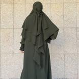 Ramadan Eid 2 Layers Plain Hijab Khimar Islam Abaya Turban Hijabs For Woman Solid Head Scarf Headwraps Muslim Fashion Tu