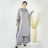 Ramadan 2 Piece Jilbab Long Jilbab Set Abaya Muslim Women Prayer Garment Dubai Saudi Prayer Dress 2 Pieces Pants Set Eid