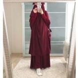 Ramadan 2 Piece Jilbab Long Khimar Set Abaya Muslim Women Prayer Garment Dubai Saudi Prayer Dress 2 Piece Dress Sets Eid