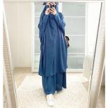 Ramadan 2 Piece Jilbab Long Khimar Set Abaya Muslim Women Prayer Garment Dubai Saudi Prayer Dress 2 Piece Dress Sets Eid