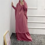 Jilbab 2 Piece Set Muslim Women Hijab Dress Prayer Garment Abaya Long Khimar Ramadan Arab Gown Abayas Sets Islamic Cloth
