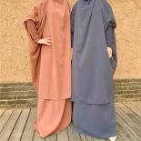 Eid Hooded Muslim Women Hijab Dress Prayer Garment Jilbab Abaya Long Khimar Ramadan Gown Abayas Skirt Sets Islamic Cloth