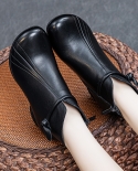 New Autumn And Winter Genuine Leather Women's Boots Thick Heels Soft Soles Retro Short Boots Washed First Layer Soft Cow