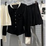 High Street Newest 2023 Stylish Designer Suit Set Women's Metal Button Contrast Pocket T Shirt+pleated Skirt Suit