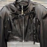 High Street Newest Fashion 2023 F/w Designer Jacket Women's  Zippers Synthetic Leather Motorcycle Jacket
