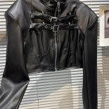 High Street Newest Fashion 2023 F/w Designer Jacket Women's  Zippers Synthetic Leather Motorcycle Jacket