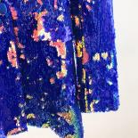 High Street Newest 2023 Fashion Designer Jacket Women's Multicolor Velvet Sequins Color Changing Casual  Long Blazer