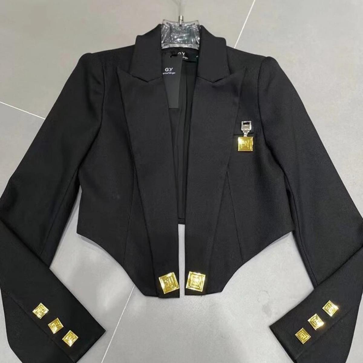 High Street Newest 2023 Designer Jacket Women's  Metal Square Button Cape Jacket