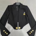 High Street Newest 2023 Designer Jacket Women's  Metal Square Button Cape Jacket