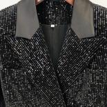 High Street Newest 2023 Designer Jacket Women's Double Breasted Sequined Velvet Blazer