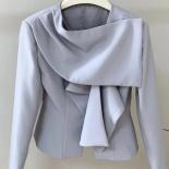 High Street Newest 2023 Fall Winter Designer Fashion Women Butterfly Collar Long Sleeve Tunic Spliced Folds Jacket