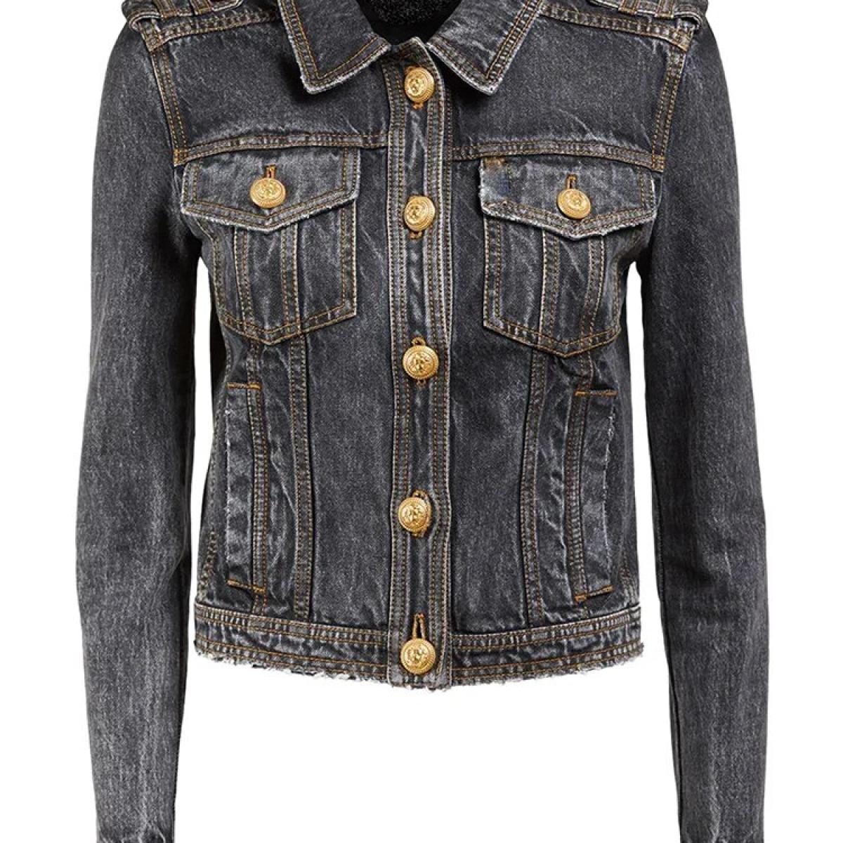 66 99 High Street veste en jean delavee avec boutons de Lion pour femme vetement de styliste a la mode F w nouvelle collection 20 Description