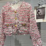 High Street Newest 2023 Fashion Designer Jacket Women's Colorful Tweed Short Jacket