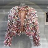 High Street 2023 Newest Designer Stylish Jacket Women's Colorful Tassel Cloth Strip Drill Button Short Jacket