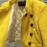 High Street Newest F/w 2022 Designer Fashion Women Diagonal Button Shoulder Pad Woolen Stand Collar Jacket  Jackets
