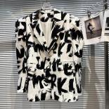 High Quality New Fashion 2023 Designer Blazer Jacket Women's Letter Graffiti Design Three Dimensional Shoulder Pad Blaze
