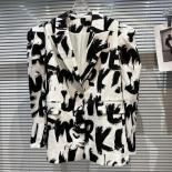 High Quality New Fashion 2023 Designer Blazer Jacket Women's Letter Graffiti Design Three Dimensional Shoulder Pad Blaze
