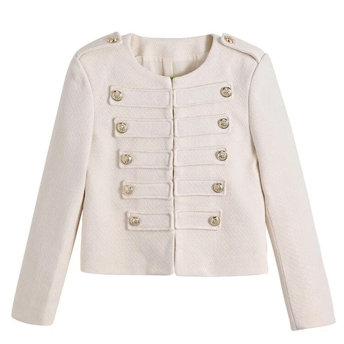 High Street Newest 2023 Fall Winter Designer Fashion Women Round Neck Double Breasted Jacket