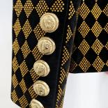 Velvet Shawl Collar Pad Jacket  Women's Gold Blazers Jackets  Diamond Blazer  High  