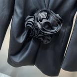 High Street Newest 2023 Fashion Designer Jacket Women's Stereoscopic Flowers Appliques Decorative Long Blazer