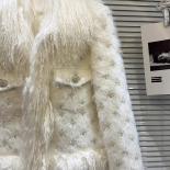 High Street Newest 2023 Fashion Designer Jacket Women's Lamb Fur Collar Sequin Beaded Sequin Down Inner Jacket