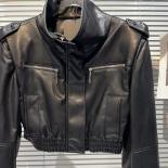 High Street Newest Fashion 2023 F/w Designer Jacket Women's Zipper High Neck Shoulder Pad Motorcycle Pu Leather Jacket